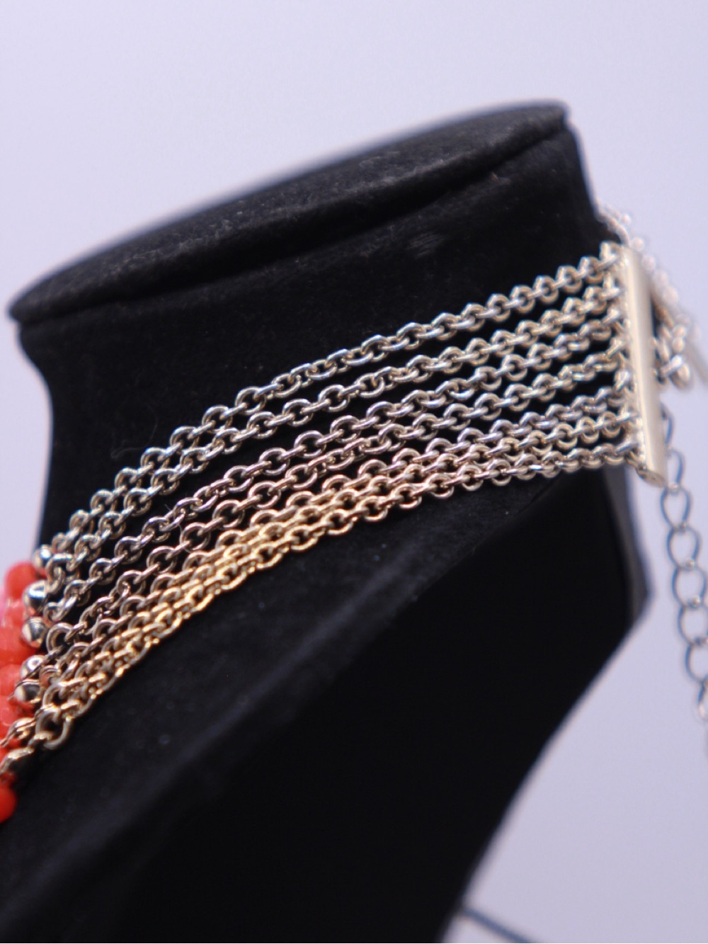 Premier Designs Multi-Strand Coral Pink tone Bead Necklace adjustable - Picture 4 of 5